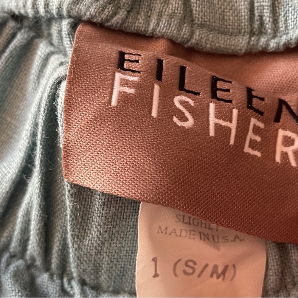 Eileen Fisher Vintage Light Teal Linen Button Vest & Shorts outfit or separates. - Picture 8 of 13